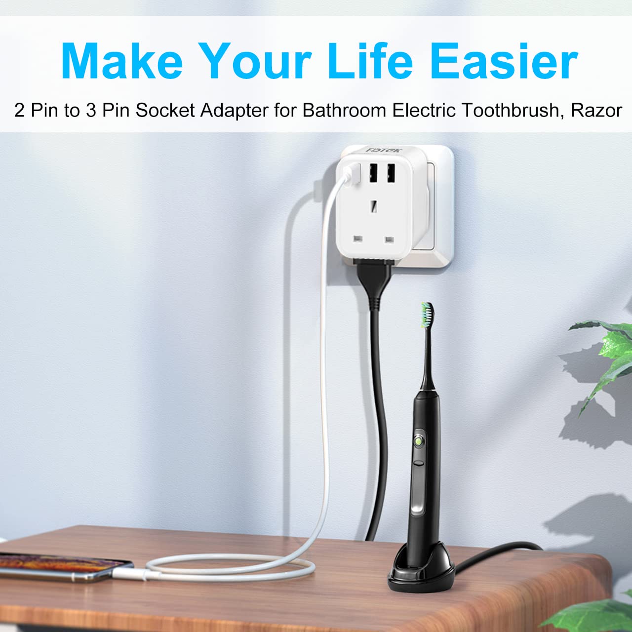 UK Reiseadapter 3-polig - Wandelt Jeden Stecker Um | Bis 3000W, Für UK, Irland, Hongkong, UAE & Mehr