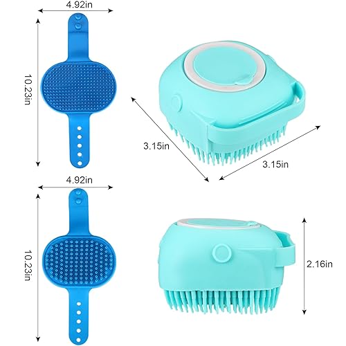 Miniatura 6 de VIWIK Cepillo de baño para perros, 3 piezas, para baño, suministros de baño para perros, cepillo de champú para perros con mango de anillo