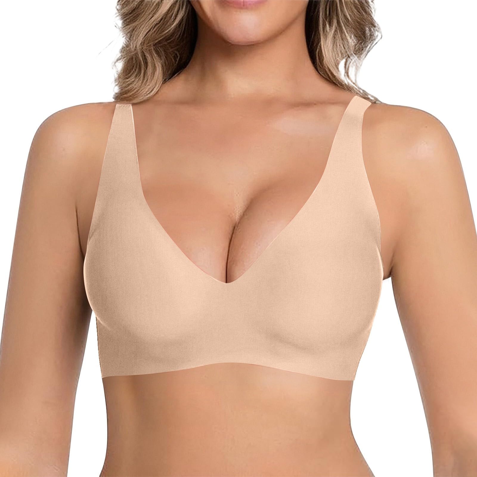 Jelly Bras for Women Deep V Wireless Push Up Leopard Bra Lift Supportive Full Coverage No Underwire Seamless Jelly Bras Plunge Bralette Comfort Adjustable Straps Everyday T-Shirt Shapecurve Bra — view 12