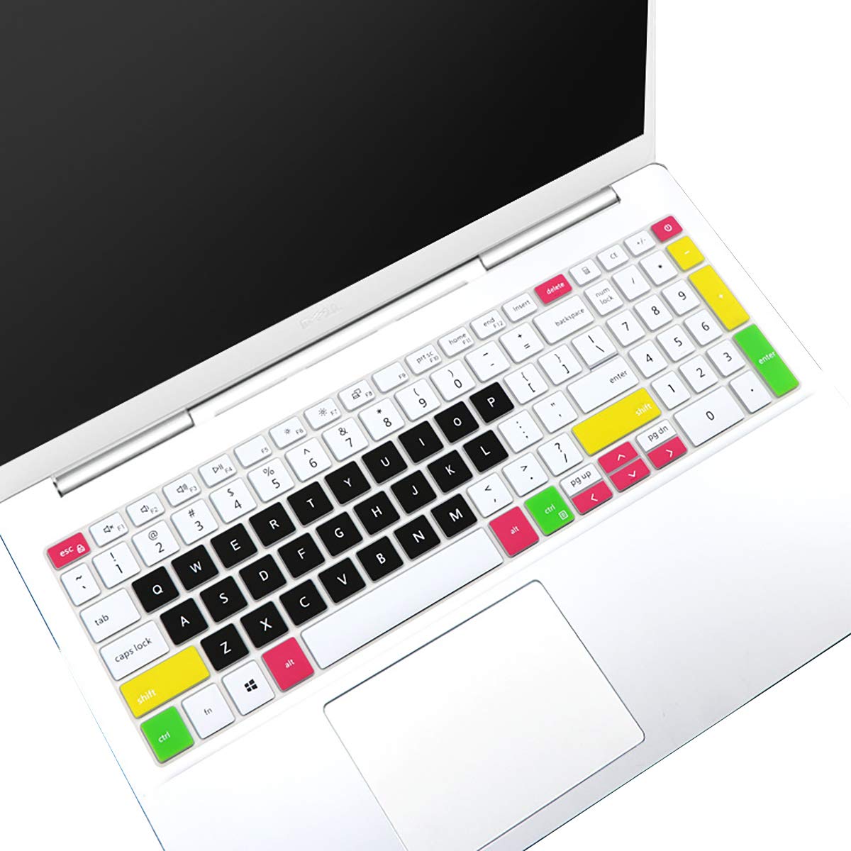 MUBUY Keyboard Cover for 2020 2019 15.6" 17.3" Dell Insprion 15 17 7000 7590 7591 7501 7790 Inspiron 15 5000 5584 5590 5593 5598 5508 5501 Vostro 15 7590 5590 7500 US Keyboard Skin-Candy Black