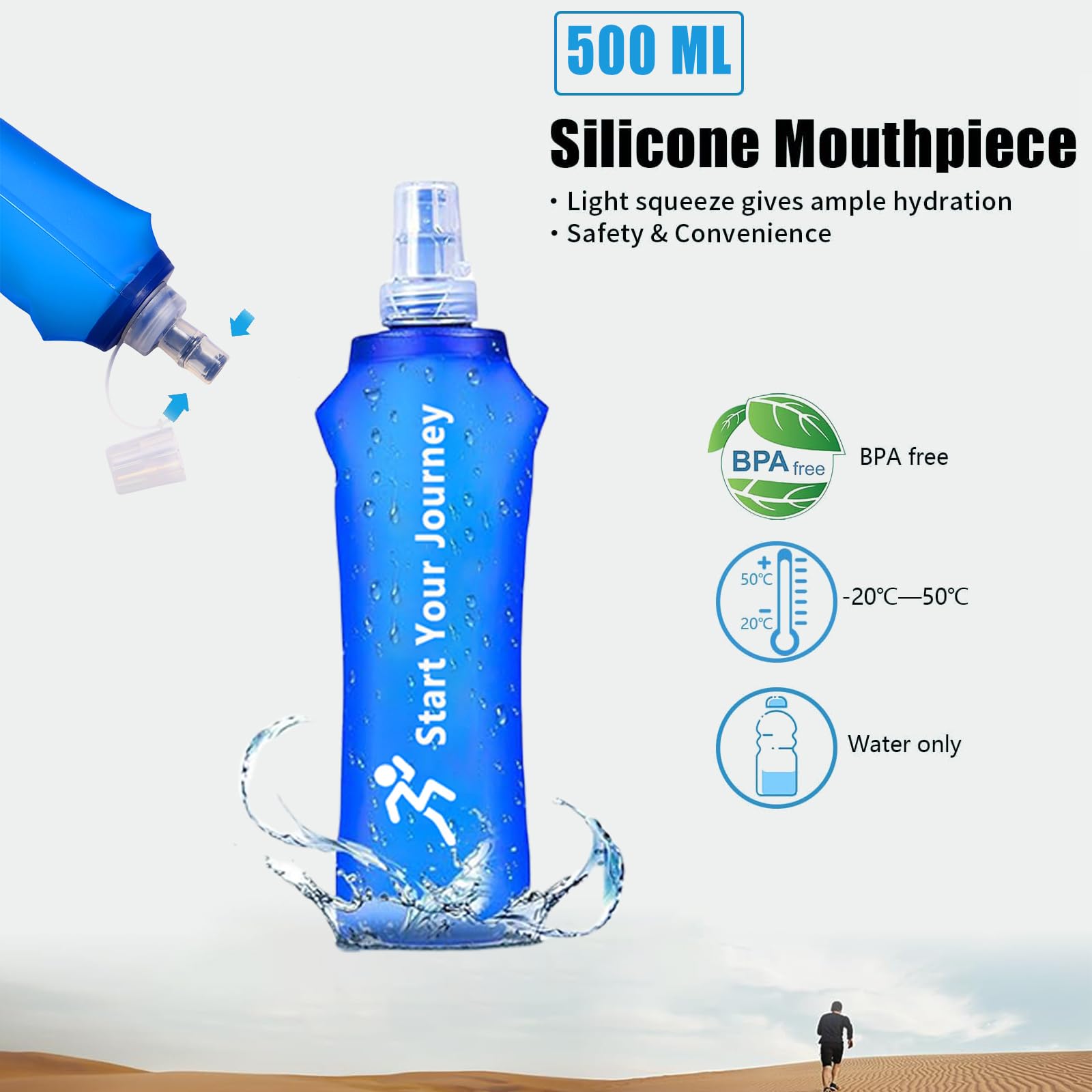 Exquilnova Laufweste Mit 500ml Trinkflasche - Leichter Trinkgürtel Für Sport