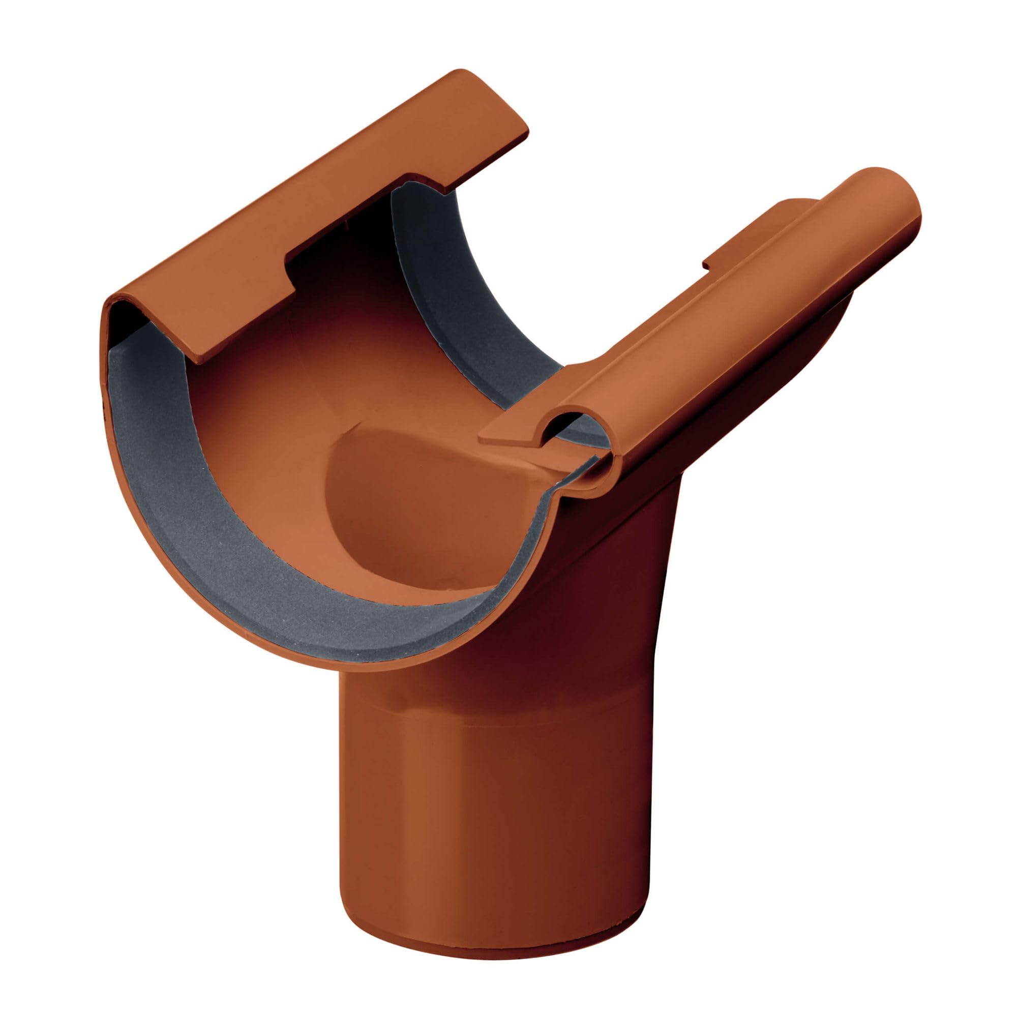 INEFA Conexión de desagüe semicircular, PVC 150/100mm marrón Conexión de enganche accesorios de canalón, fácilmontaje por enchufe,made in Germany