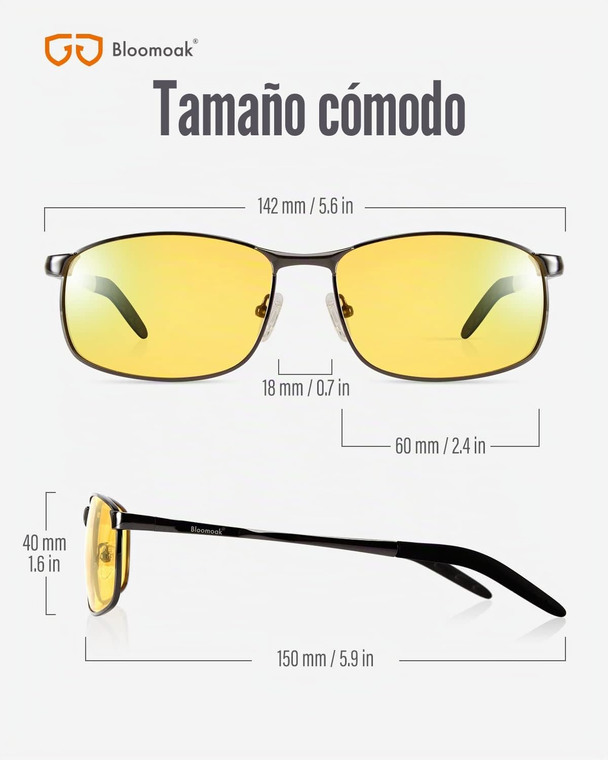 Bloomoak Polarized Night Driving Glasses for Men/Women, Anti Glare HD Night Vision Glasses Nighttime Yellow Tinted Lens UV400