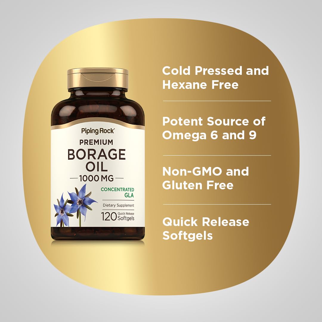 Piping Rock Borage Oil Supplement 1000mg | 120 Softgel Capsules — Amazon image 4