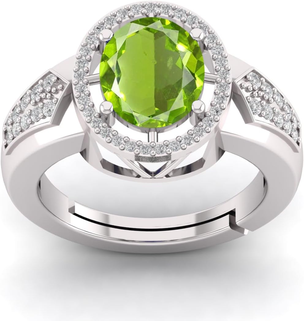 7.25 Carat Natural Peridot Gemstone Engagement & Promise Solitaire Silver Ring Jewelry for Women