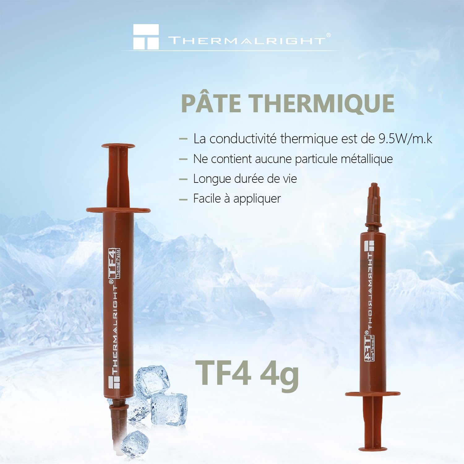 TR TF4 4G Pasta di composto termico per refrigeratori di processore, pasta di calore ad alta conducibilità 9,5 W/M.K per tutti i processori (CPU, GPU), non conduttivo, con uno strumento di spatola