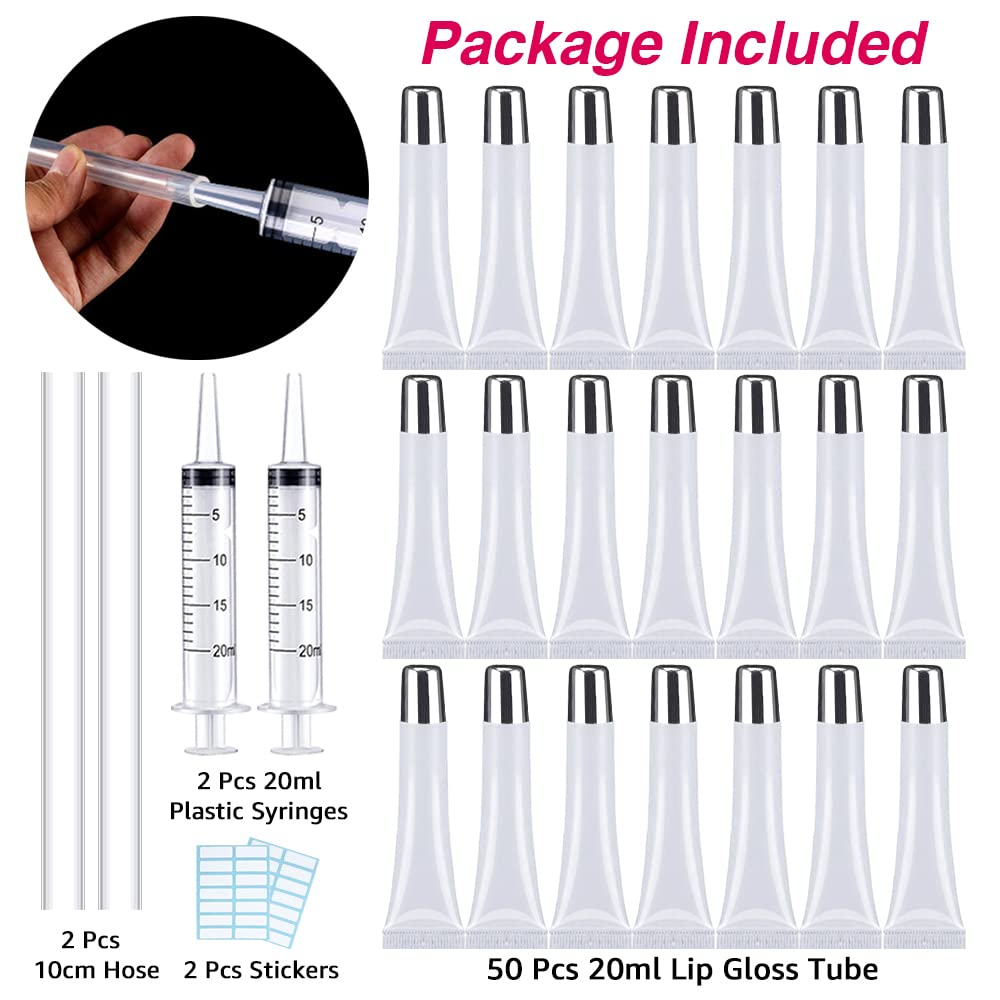 AMORIX 50PCS Empty 20ml Silver Cap Lip Gloss Tubes for Lipgloss Base image 4