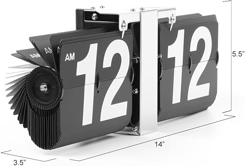 Miniatura 5 de Betus Reloj de estante de escritorio con tapa de estilo retro, pantalla mecánica y digital, funciona con pilas, decoración para el hogar y la