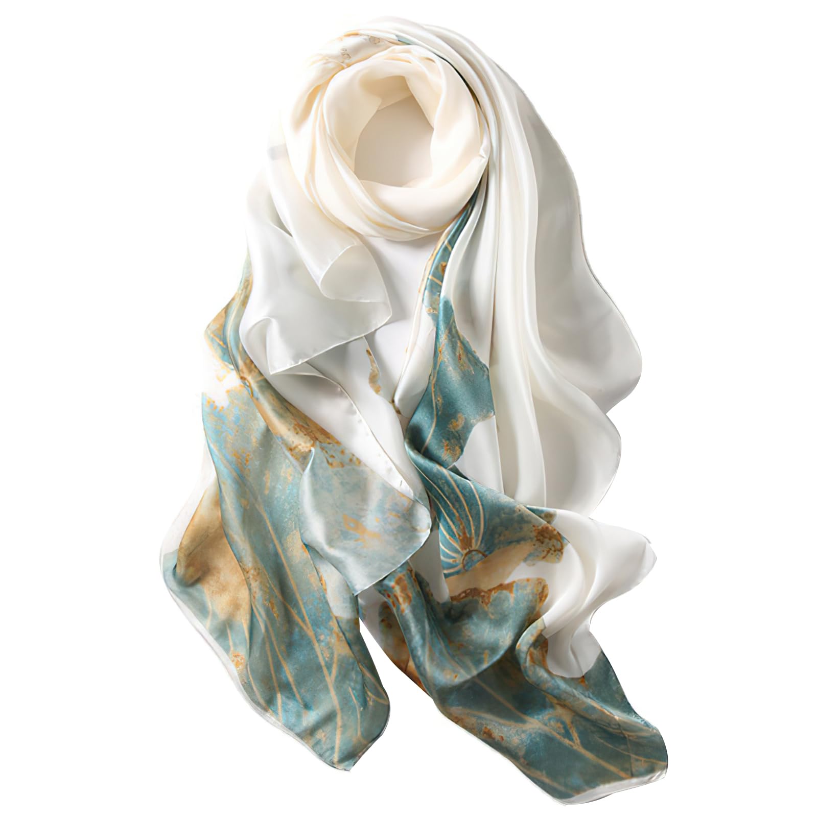 vimate 100% Large Silk Feeling Scarf-Women's Fashion Long Mulberry Silk Satin Neck Scarf Sunscreen Shawl Wrap Headscarf