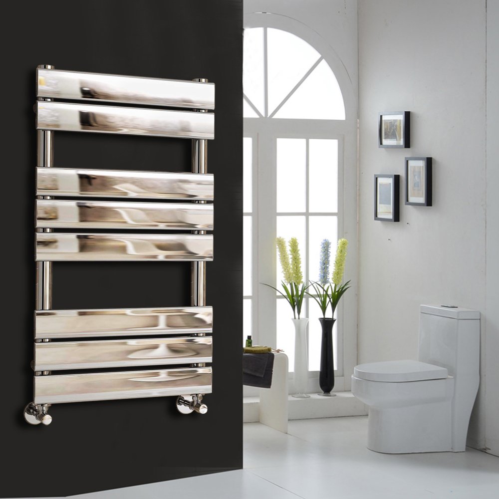 NRG Contemporary Flat Panel Bathroom Heated Towel Rail Radiator Rad Warmer for Living Room and Kitchen - 800 x 450 Chrome