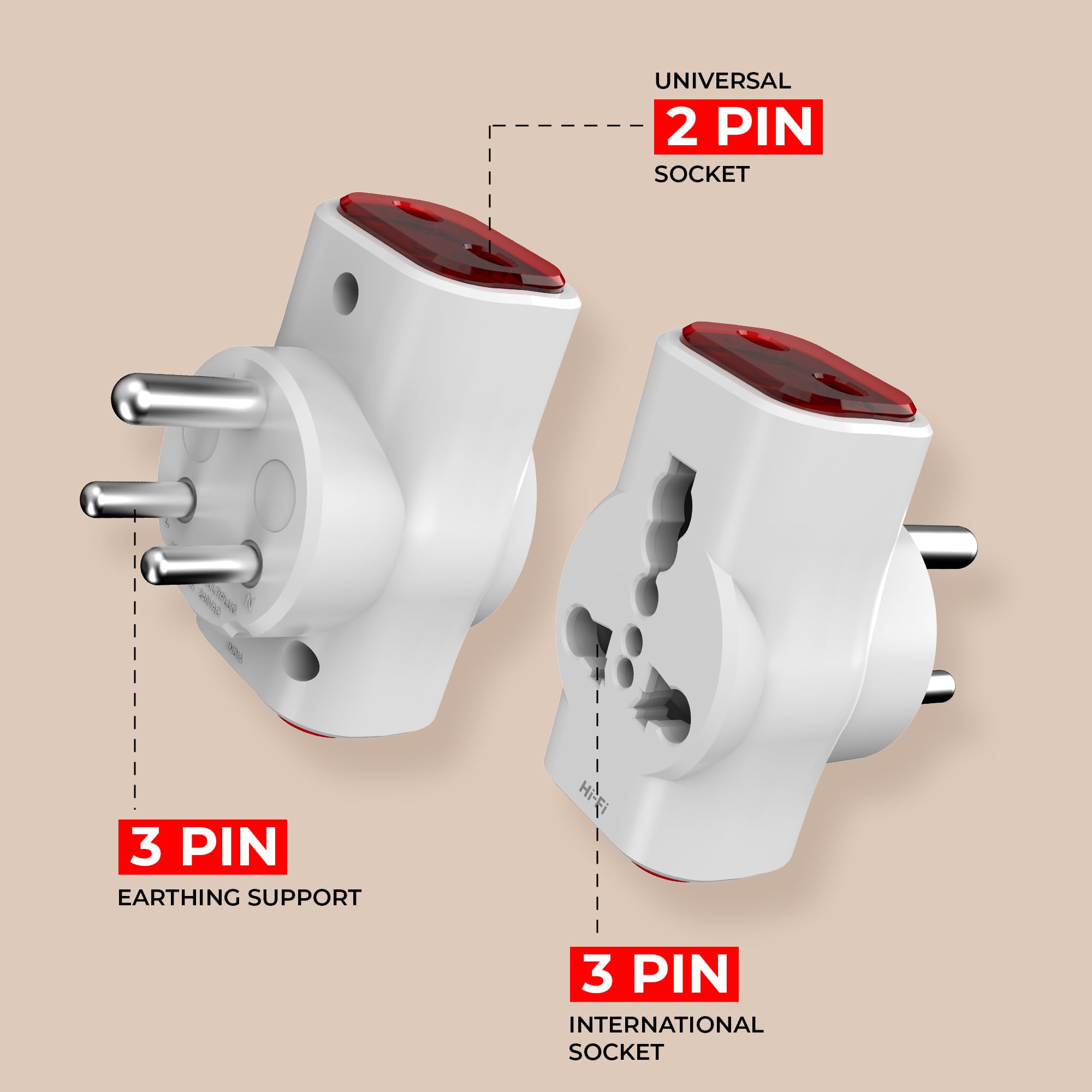 Elleys’ Dingo 16 amp & 6amp 3 Pin Multi Plug Universal Socket Travel Adaptor (240V) | Power Plug Socket Suitable 2 pin 3 pin Socket (Dingo (H83), Pack of 1) — Amazon image 4