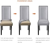 Vista 4 de YISUN Fundas para sillas de comedor, fundas de piel sintética sólida, impermeables y resistentes al aceite, fundas protectoras para sillas