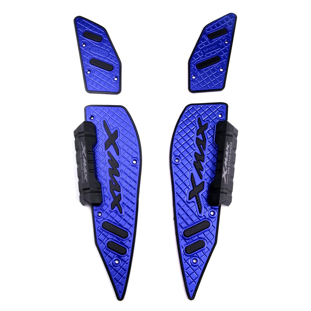 Pedane Moto Poggiapiedi Anteriori in Alluminio CNC, Pedane Antiscivolo per YAMAHA XMAX 300 X-MAX300 2017-2024 (Blu)