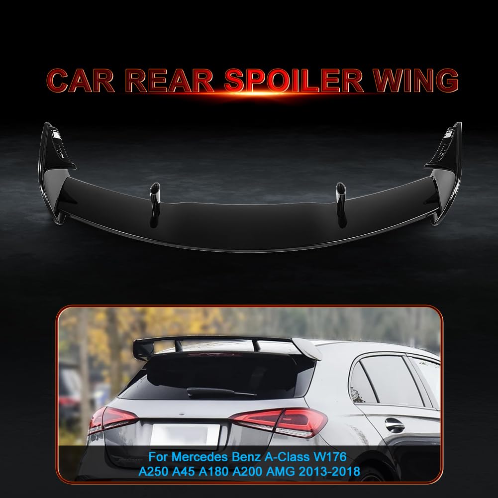 Spoiler posteriore per tetto compatibile con Mercedes Benz Classe A W176 A250 A45 A180 A200 AMG 2013-2018 Spoiler posteriore per tetto Lip Splitter Boot Spoiler (Nero lucido)