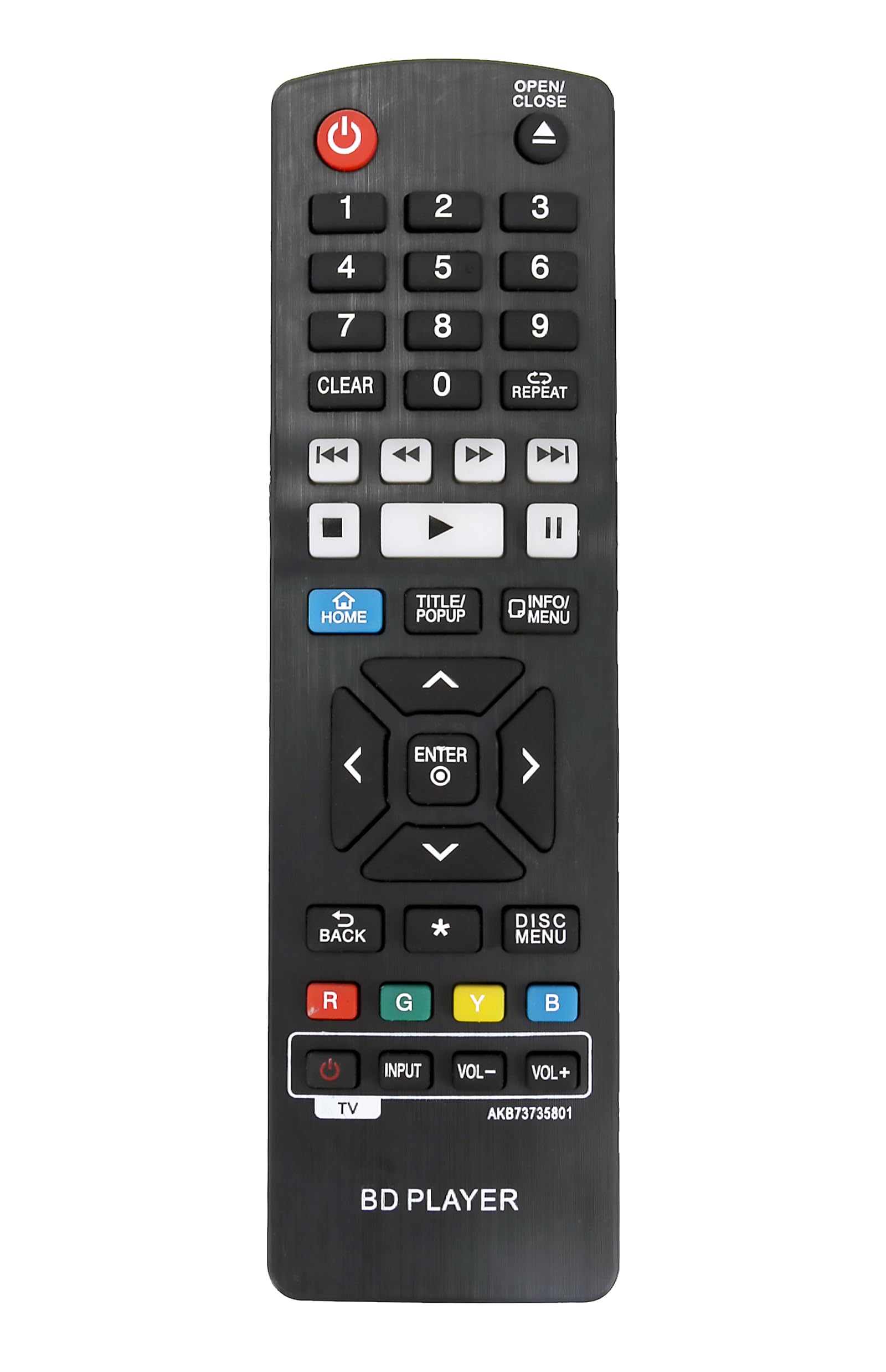 AKB73735801 交換用リモコン LG Blu-ray Disc DVDプレーヤー UP970 BP330 BP530 BP540 BP735 Bp735b BPM33 BPM54用 Amazon.com: AKB73735801 Replaced Blue ray Player Remote fit for LG
