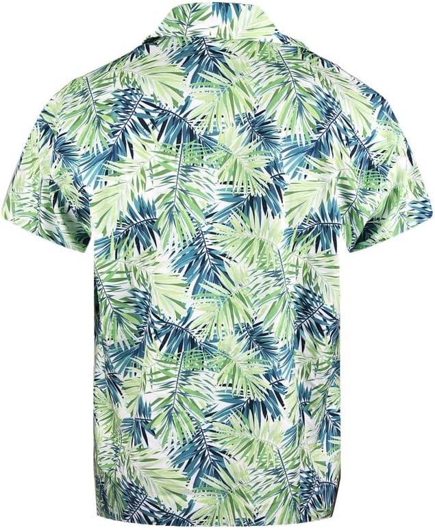Vista 8 de AINIKO Camisa hawaiana de ajuste holgado para hombre, manga corta, casual, con botones, floral, tropical, para playa, Aloha