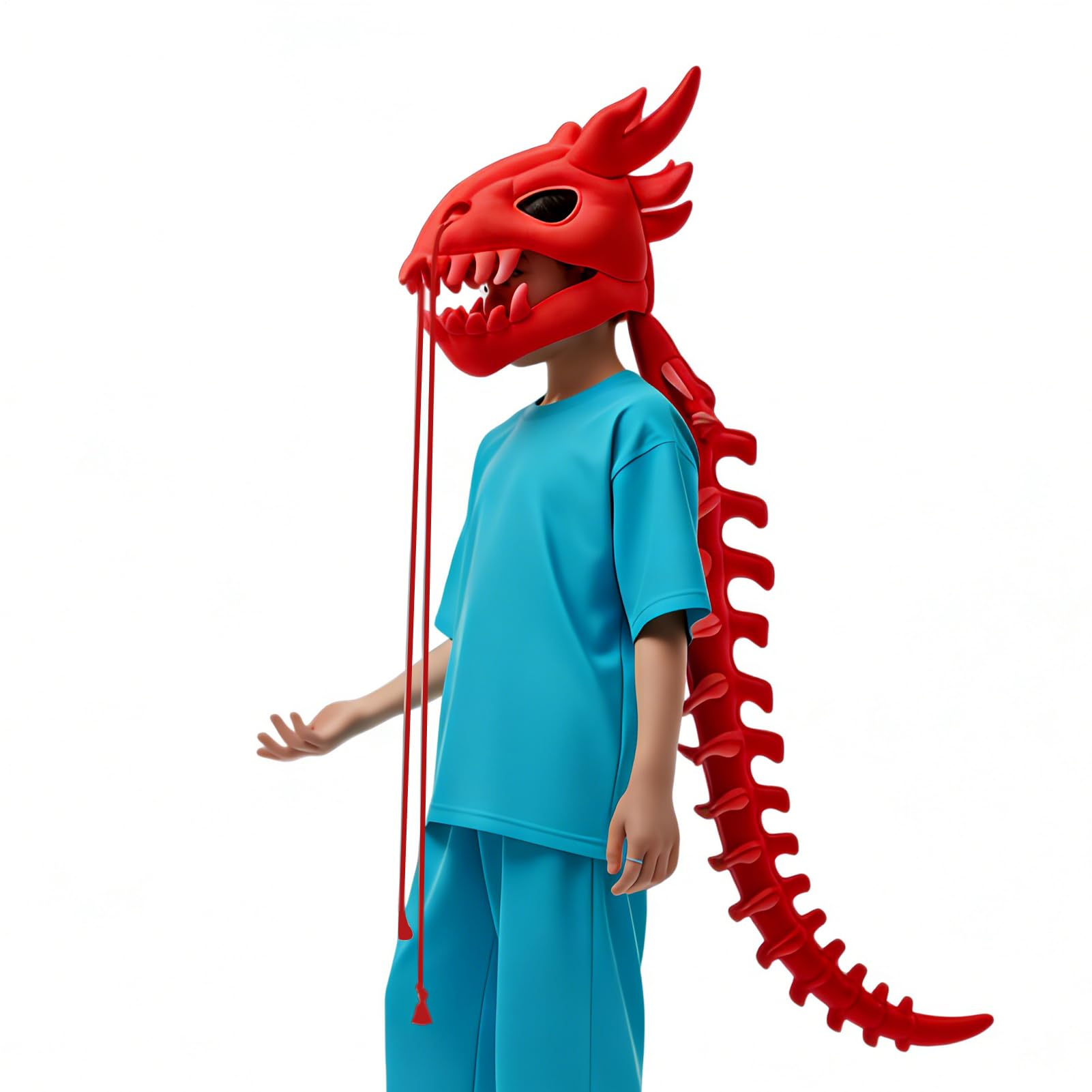 Genérico Kostium Dinozaura Dla Dzieci - Nakrycie Głowy 3D Czaszki i Kręgosłupa, Realistyczny Szkielet Dinozaura Kostium Dla Dorosłych - Na Halloween Imprezy i Eventy