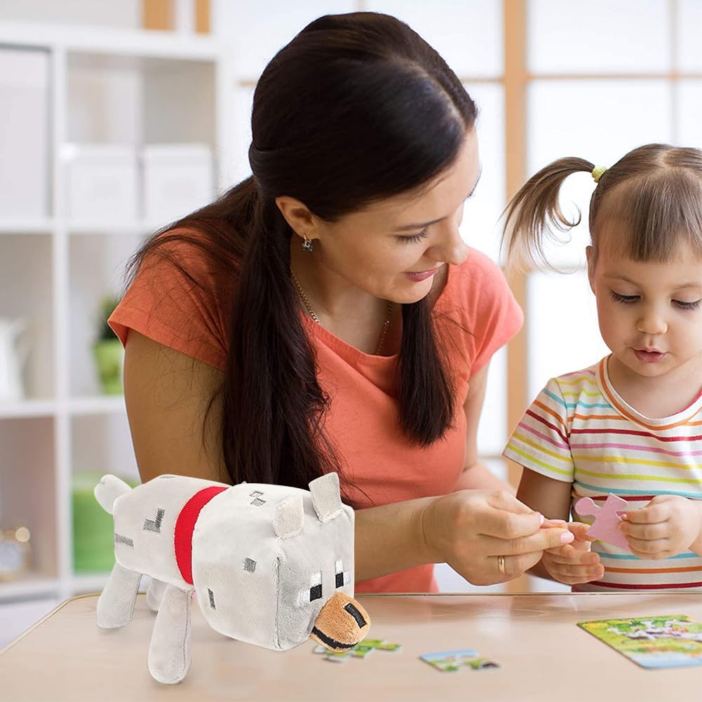 Peluche Minecraft Wolf 35cm & 18cm - 2 Pièces - Jouet Doux Mignon - Cadeau Enfant Fan Minecraft - Dès 3 Ans