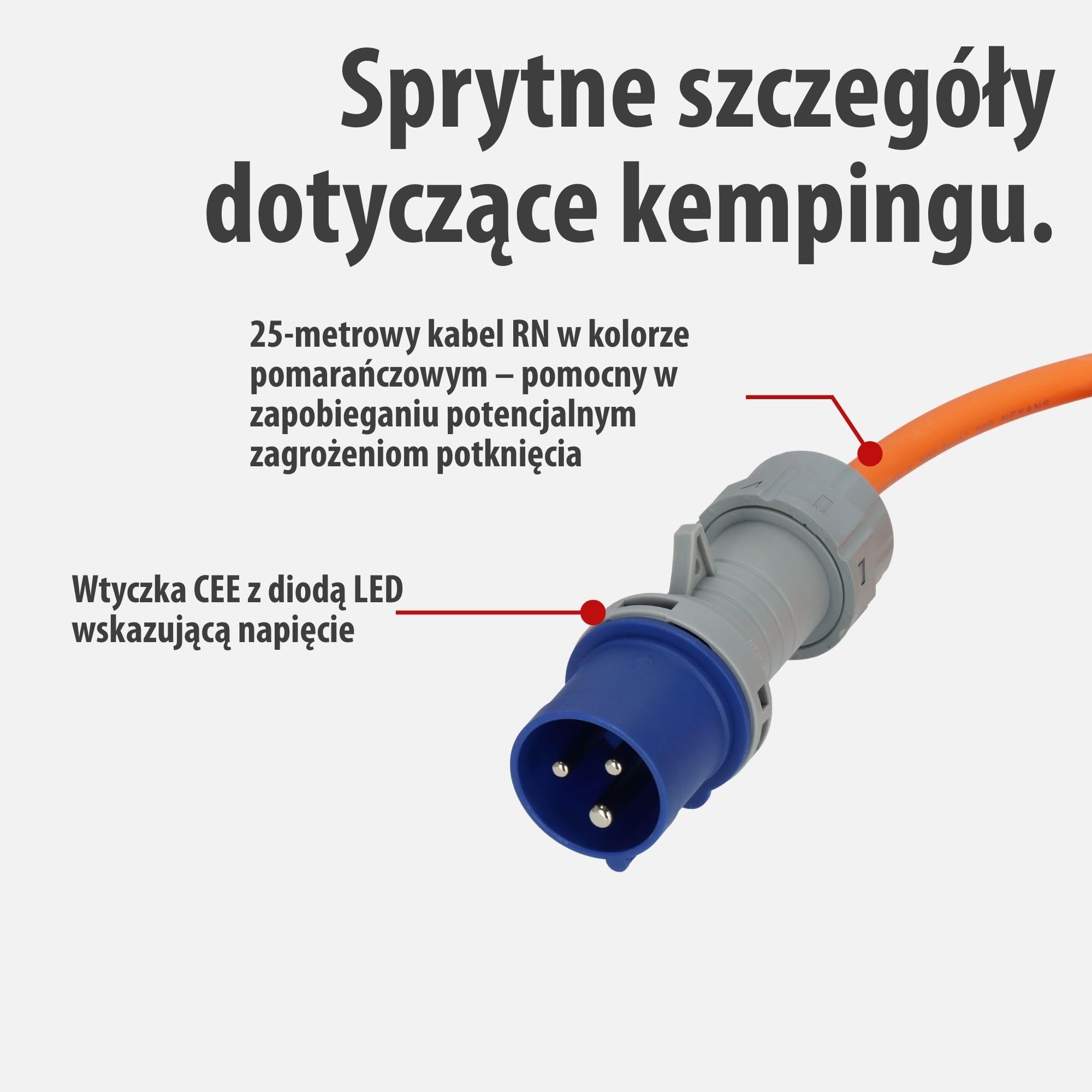 Brennenstuhl Przedłużacz kempingowy CEE 230 V, 25 m, z diodą LED wskazującą napięcie (kabel H07RN-F 3G2,5, kabel kempingowy do stałego użytku na zewnątrz, IP44, wyprodukowany w Niemczech)