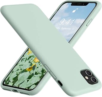 Vooii Compatible with iPhone 11 Case, Soft Liquid Silicone Slim Rubber Full Body Protective Cover with Soft Microfiber Lining Mint