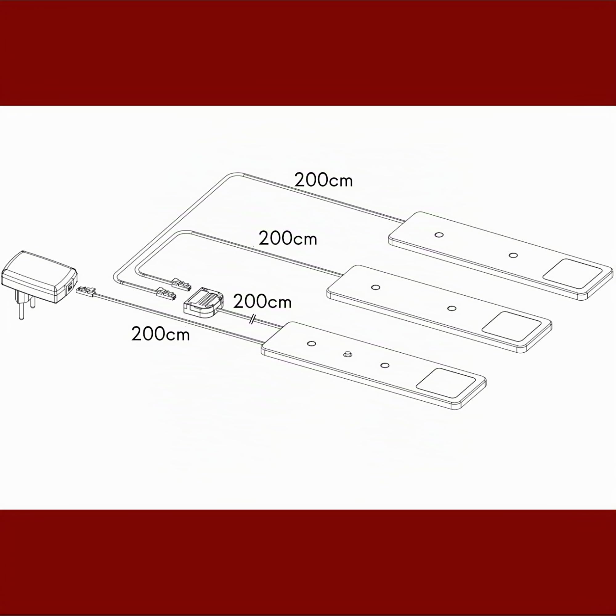 kalb | LED Unterbauleuchten SET Solid2, silbergrau mit mech. Schalter, 3W, 200cm Kabellänge, Auswahl:4er Set warmweiss