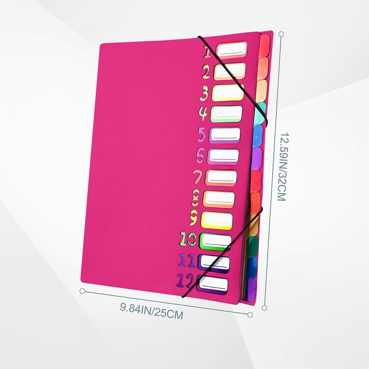 Porte-documents A4, portable, avec 12 compartiments, en plastique polypropylène, avec élastique, étanche, pour l'école, les fournitures de bureau