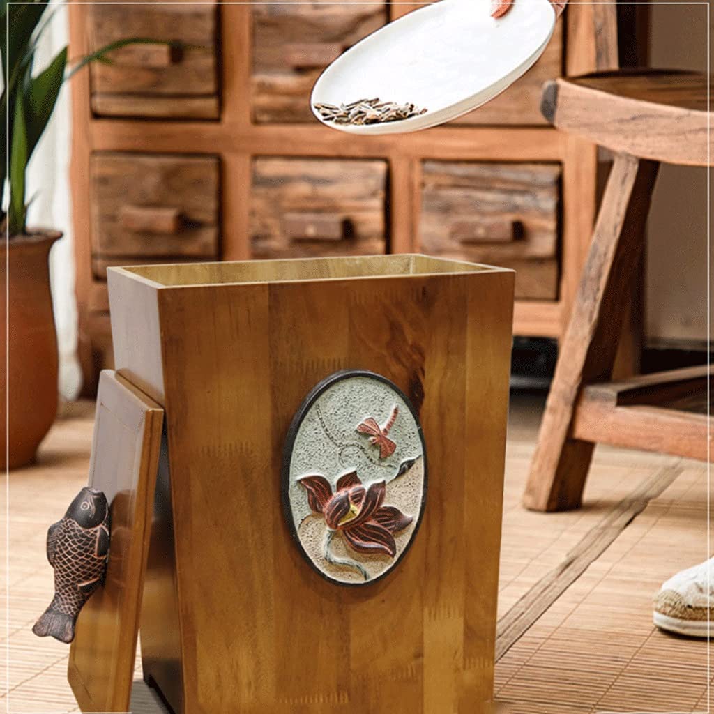 Botes Baño Cubo De Basura De Madera Natural Con Interior De Plástico - 37x20x27cm - Para Baño, Cocina O Oficina Basurero Reciclaje