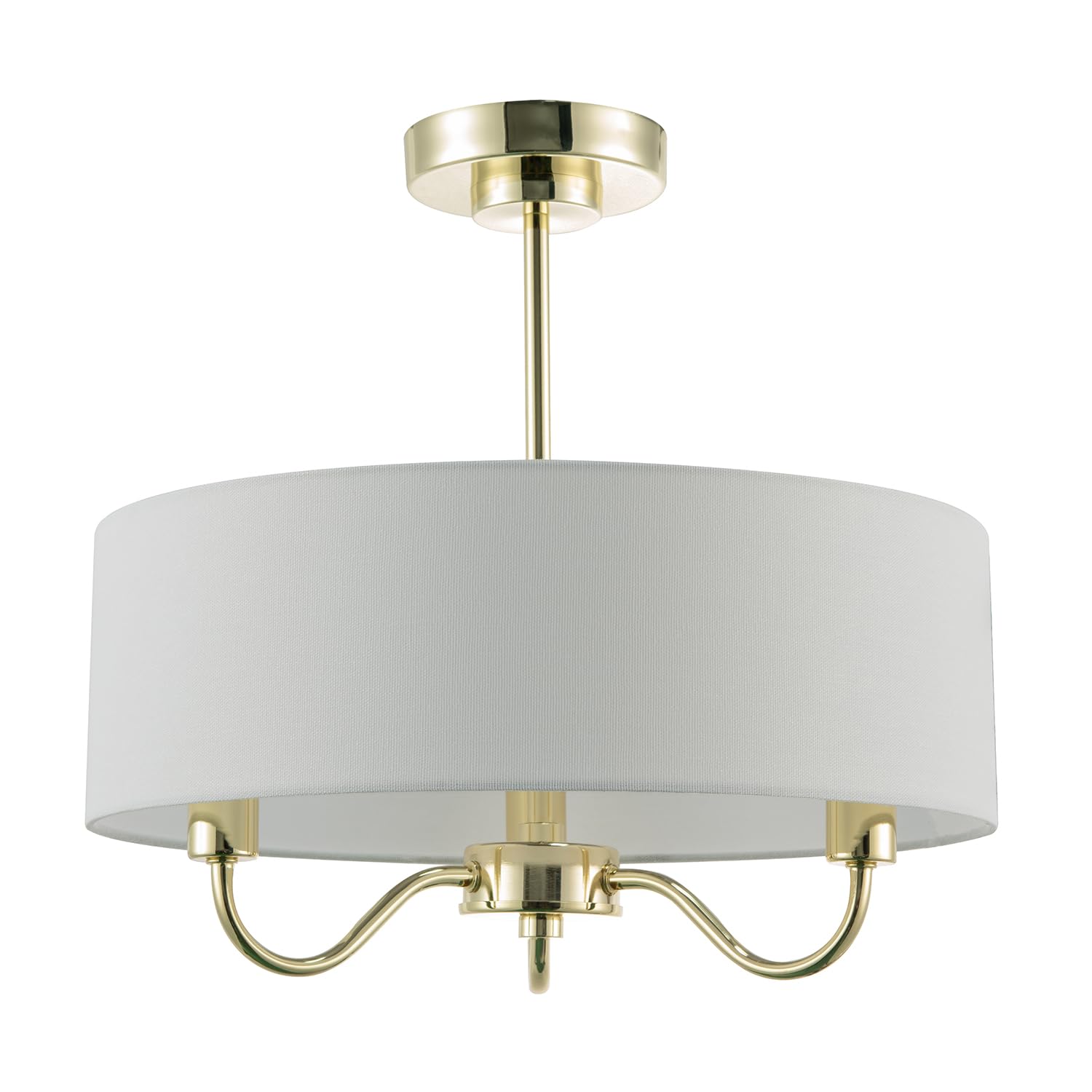 Happy Homewares Light/Gold Chic Chandelier Semi Flush Ceiling In Polished With Shade