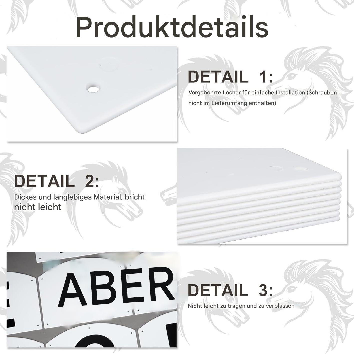 Generisch Dressur Buchstaben Marker 20x27x0.2cm | Training Dressur Marker Wandmontage Wetterfestes PP Komplettset A B C E H K F M Wettkampfplatz Markierung Reittraining Klare Sichtbarkeit
