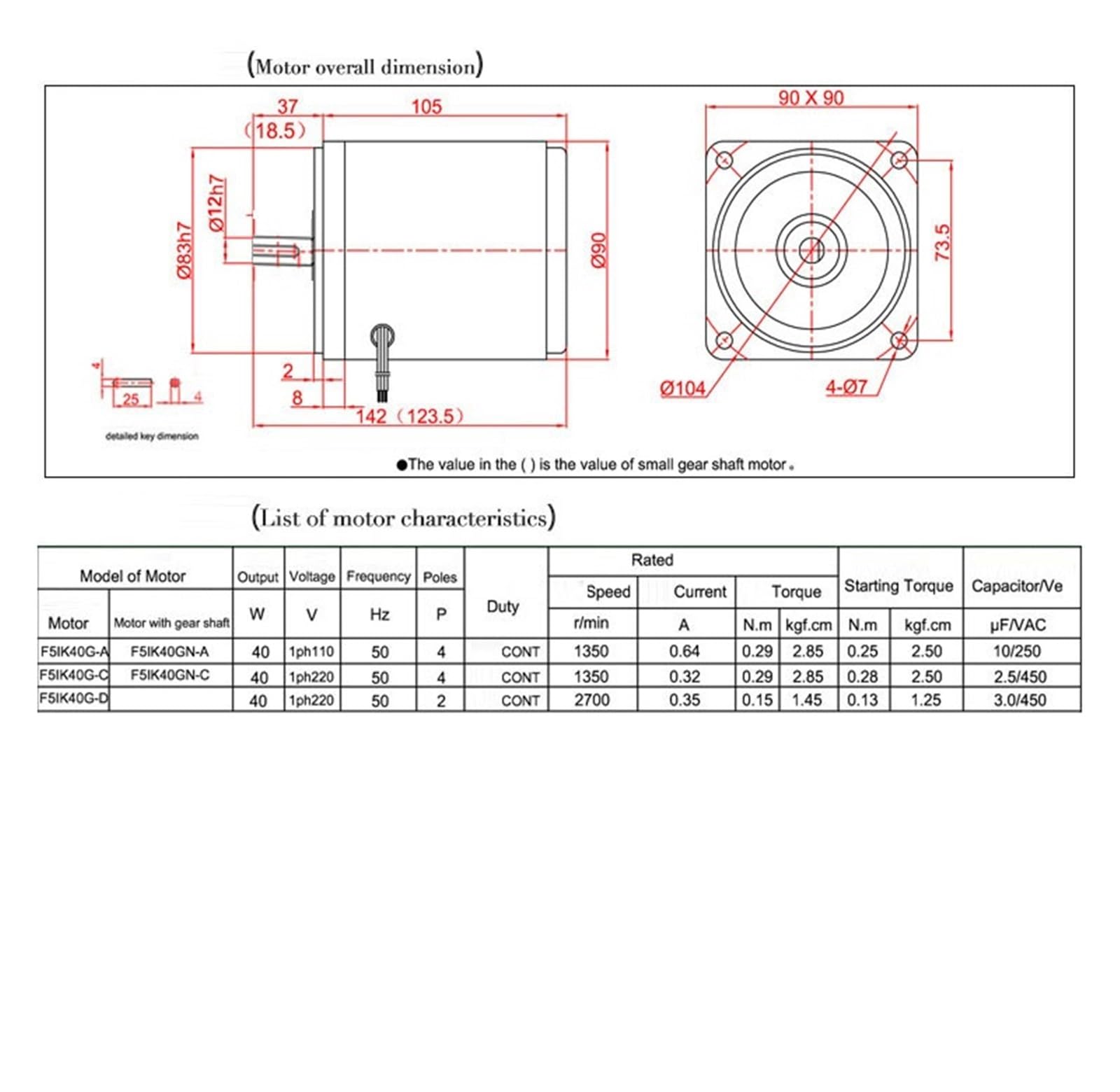 Motor de alta velocidad 40W CA 220V 1400/2800rpm (Size : 2800rpm)