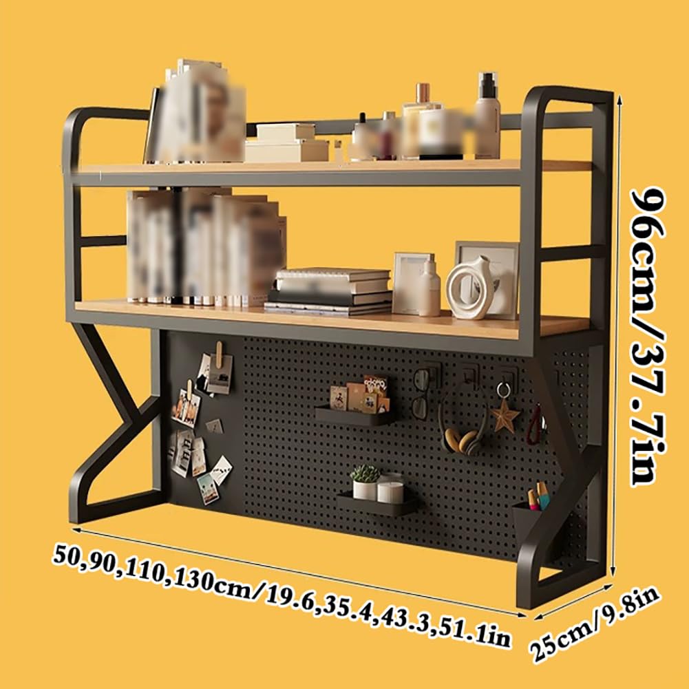 Étagère De Bureau Clamp-on à 2 Niveaux Boltmol 80 Cm - Avec Panneau Perforé Pour Rangement