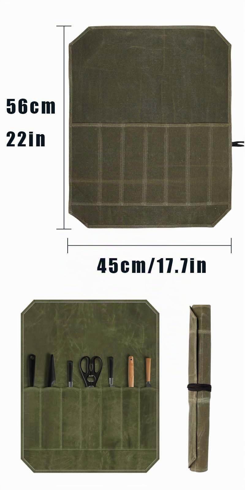 Borsa arrotolabile per cuochi con 7 scomparti, borsa portatile da cuoco, custodia per coltelli, coltello da cucina, borsa arrotolabile, borsa per coltelli in tela cerata, borsa per attrezzi