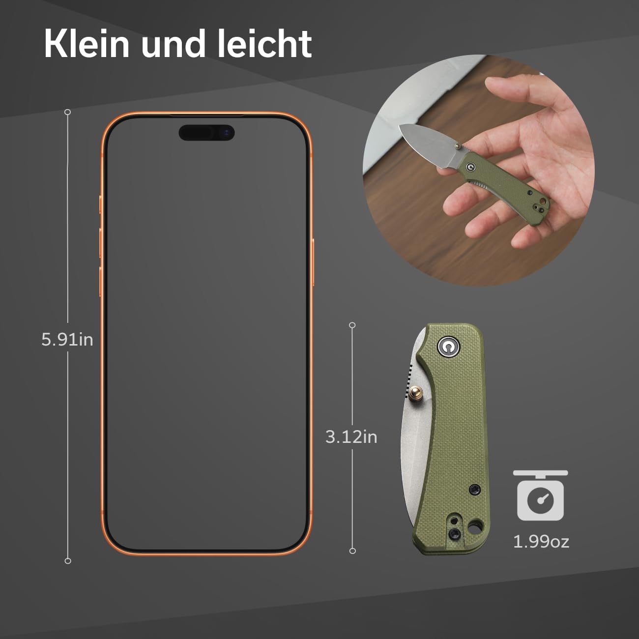 CIVIVI Baby Banter Folding Pocket Knife with 5.94CM Nitro-V Blade & Green G-10 Handle, Outdoor Knife with Clip (C19068S-5)