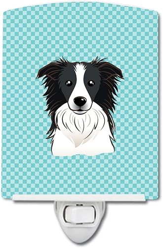 Caroline's Treasures BB1179CNL - Luz nocturna de cerámica con borde azul y borde collie compacto, certificado UL, ideal para dormitorio, baño,