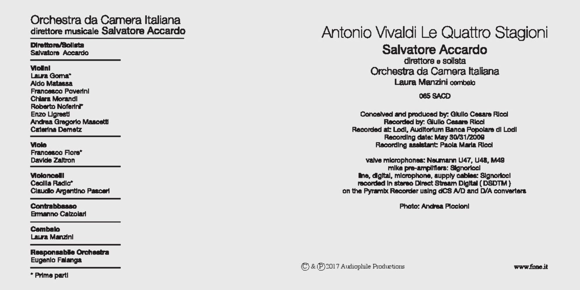 Antonio Vivaldi Le Quattro Stagioni (Sa