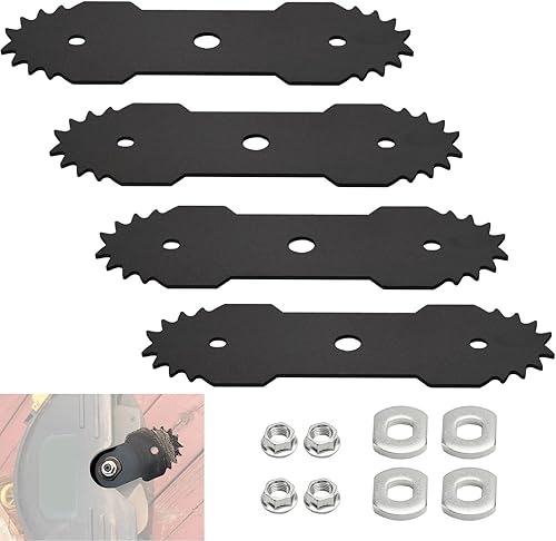 Juego de 4 cuchillas de repuesto de 7.5 pulgadas 29182 compatibles con los modelos Greenworks 27032 de acero endurecido, con un indicador de oreja y