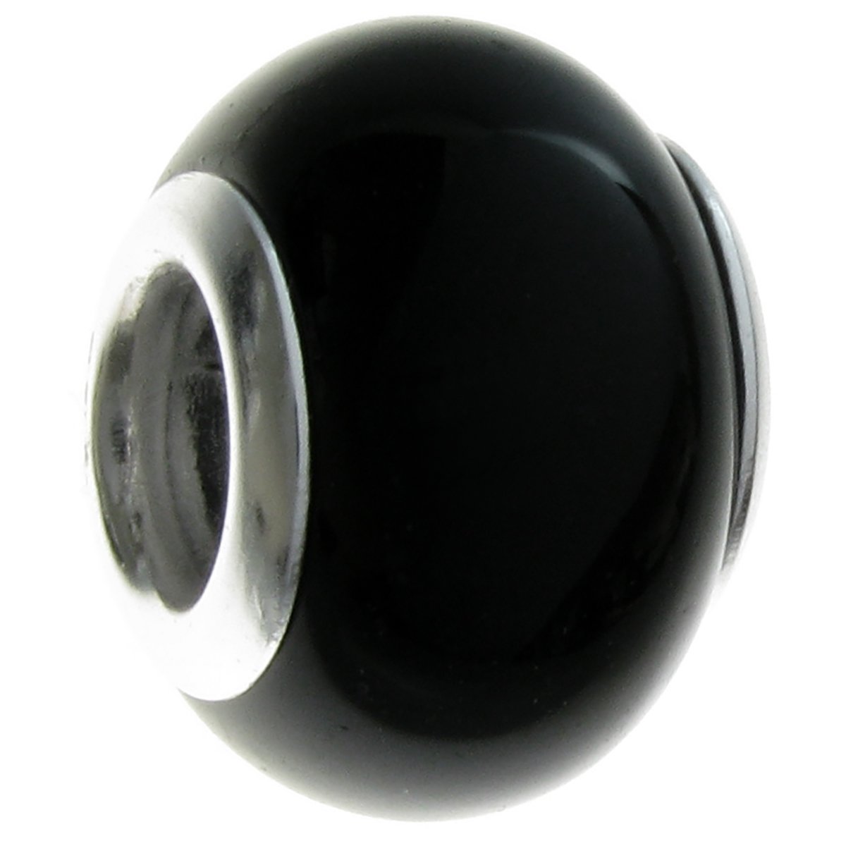 QueenberrySterling Silver Natural Onyx European Style Bead Charm