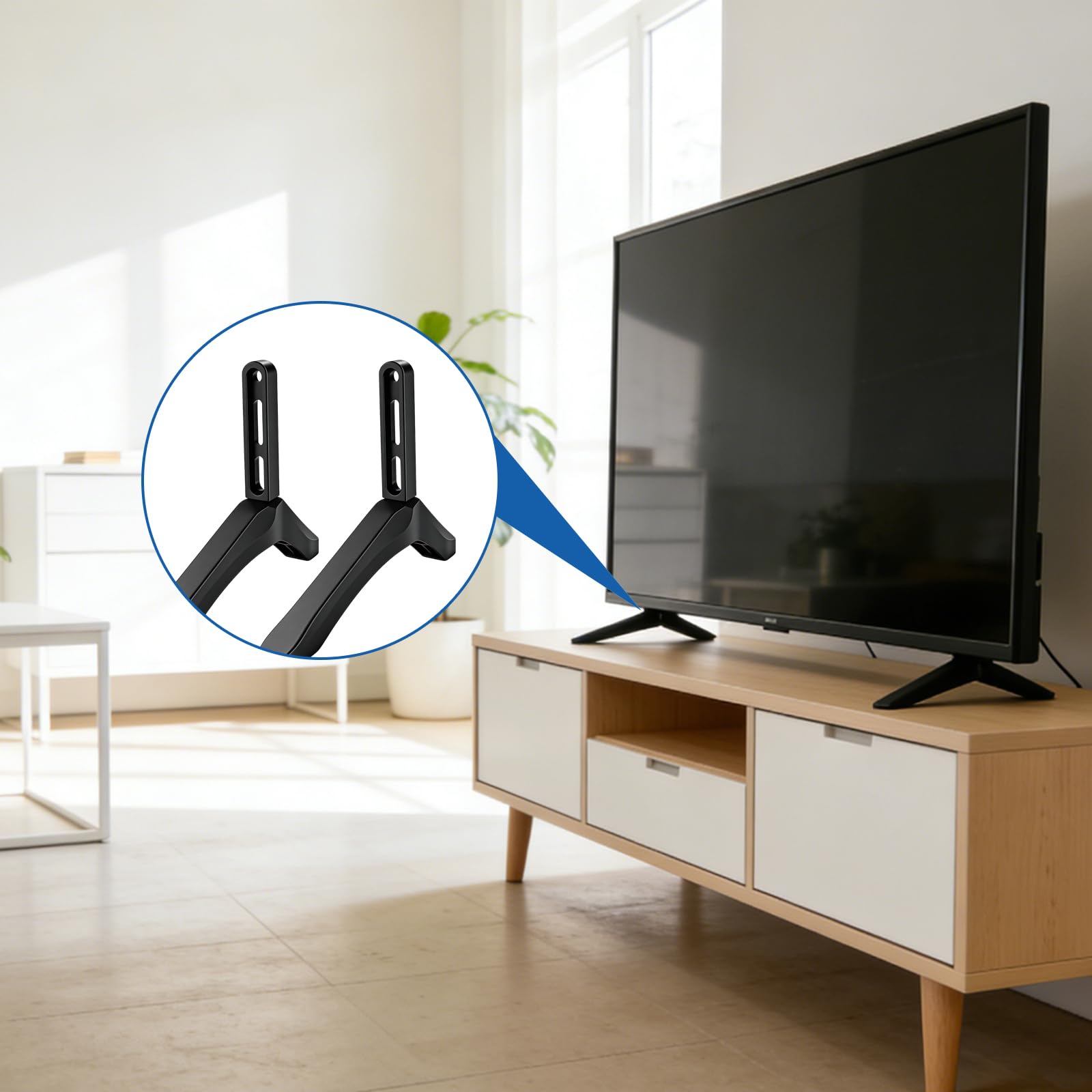 Supporto TV da Tavolo Piedini per Piedistallo TV per Schermi LCD LED OLED da 32-65 pollici Supporto TVs da Tavolo Antiscivolo Installazione Semplice