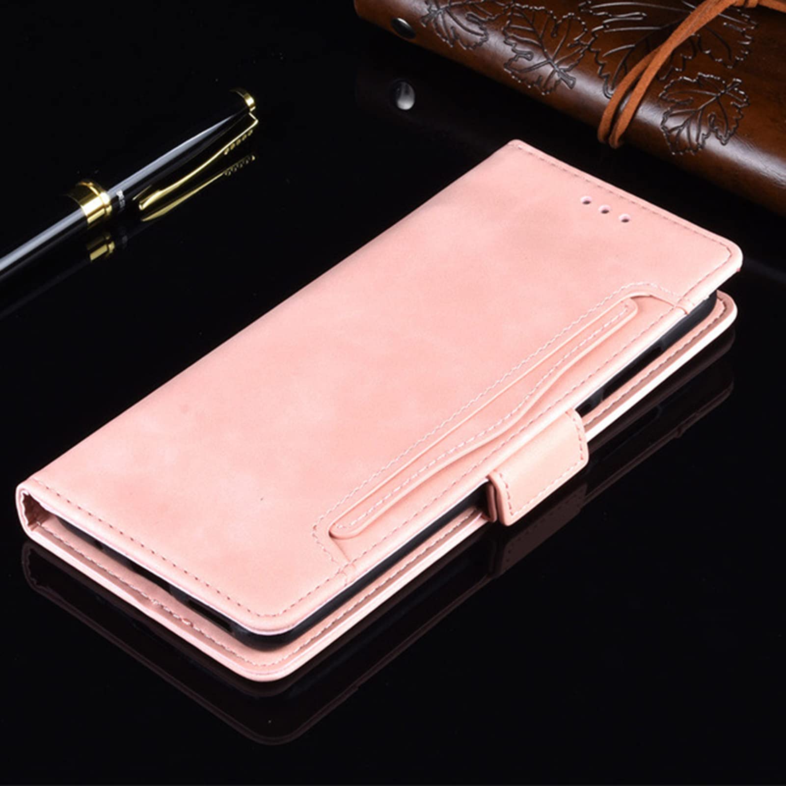 Etui na telefon komórkowy Huawei P60/ P60 Pro/P60 Art, skóra premium, z klapką, etui na telefon komórkowy z przegródkami na karty, zapięcie magnetyczne, skórzane etui, różowe, P60