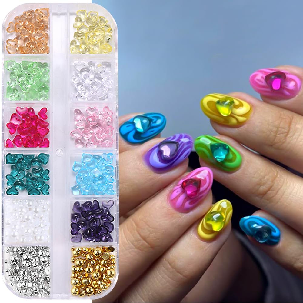 30 Stück 3D Herz Nagel Strasssteine Für Nail Art – DIY Dekoration In 3 Stilen, Goldfarben