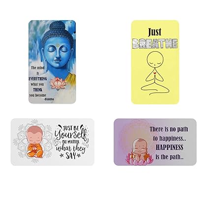 AVI Rubber Rectangular Fridge Magnet Multicolor Buddha Wisdom Quotes Pack of 4 C4RFM00053