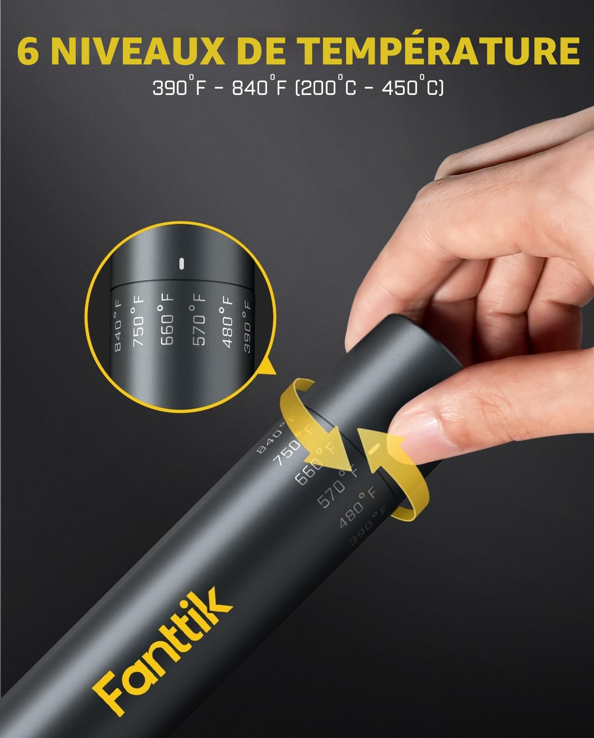 Fanttik T1 Max Fer à souder sans fil, chauffage rapide en 7 secondes (200°C-450C), arrêt automatique, 4 pointes de soudure de précision (C210), support pivotant à 360°