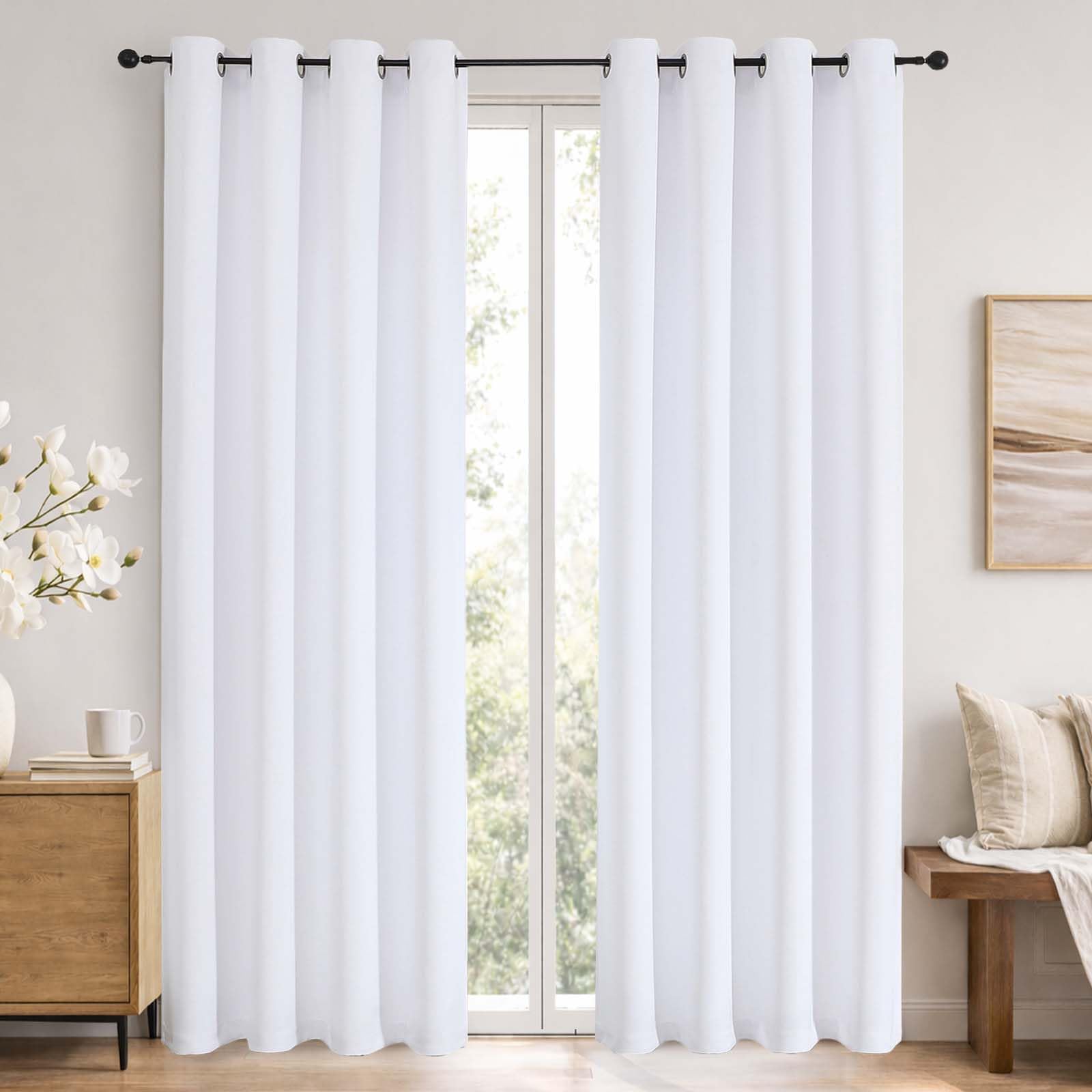 Simplebrand Pure White Room Darkening Curtains