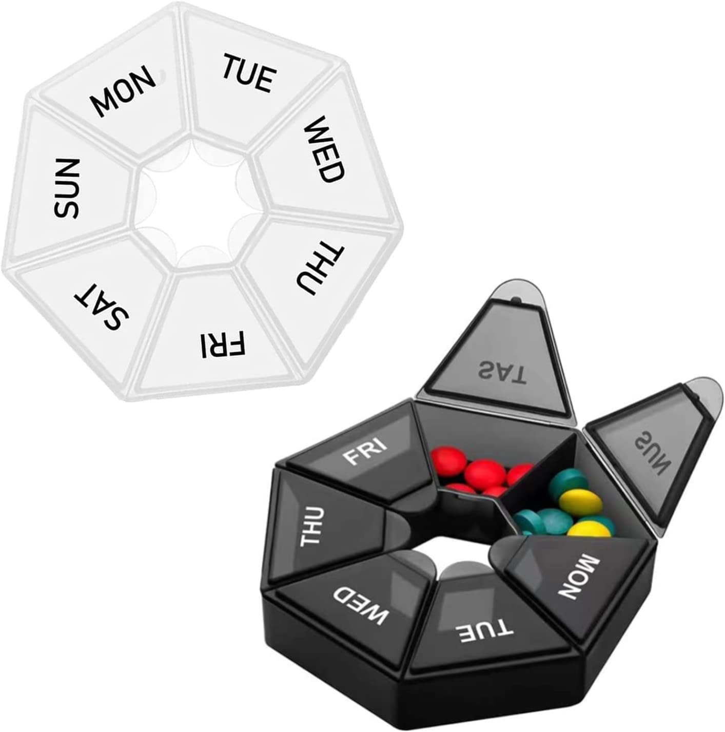 2 Pack 7 Day Pill Box Organiser Portable Medicine Storage Box Medicine Storage Box Pill Holder Medicine Bottles Holder Travel Pill Case for Fish Oil Pills Cod Liver Oil