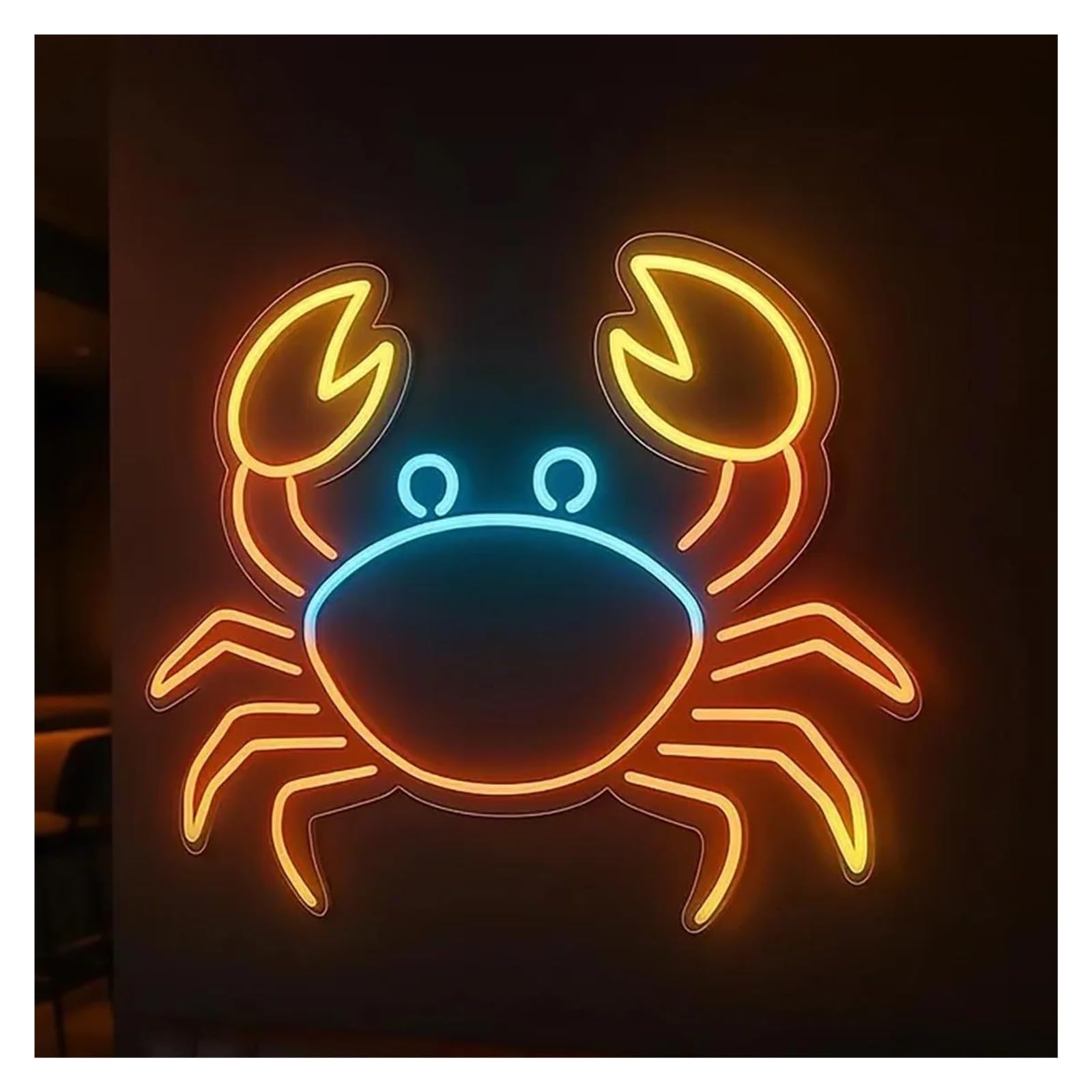 Rongch One Color Hanging Art Signs Crab Neon Sign Ocean Theme Usb Powered Light For Seafood Restaurant, Sushi Bar & Market Decor 40Cm