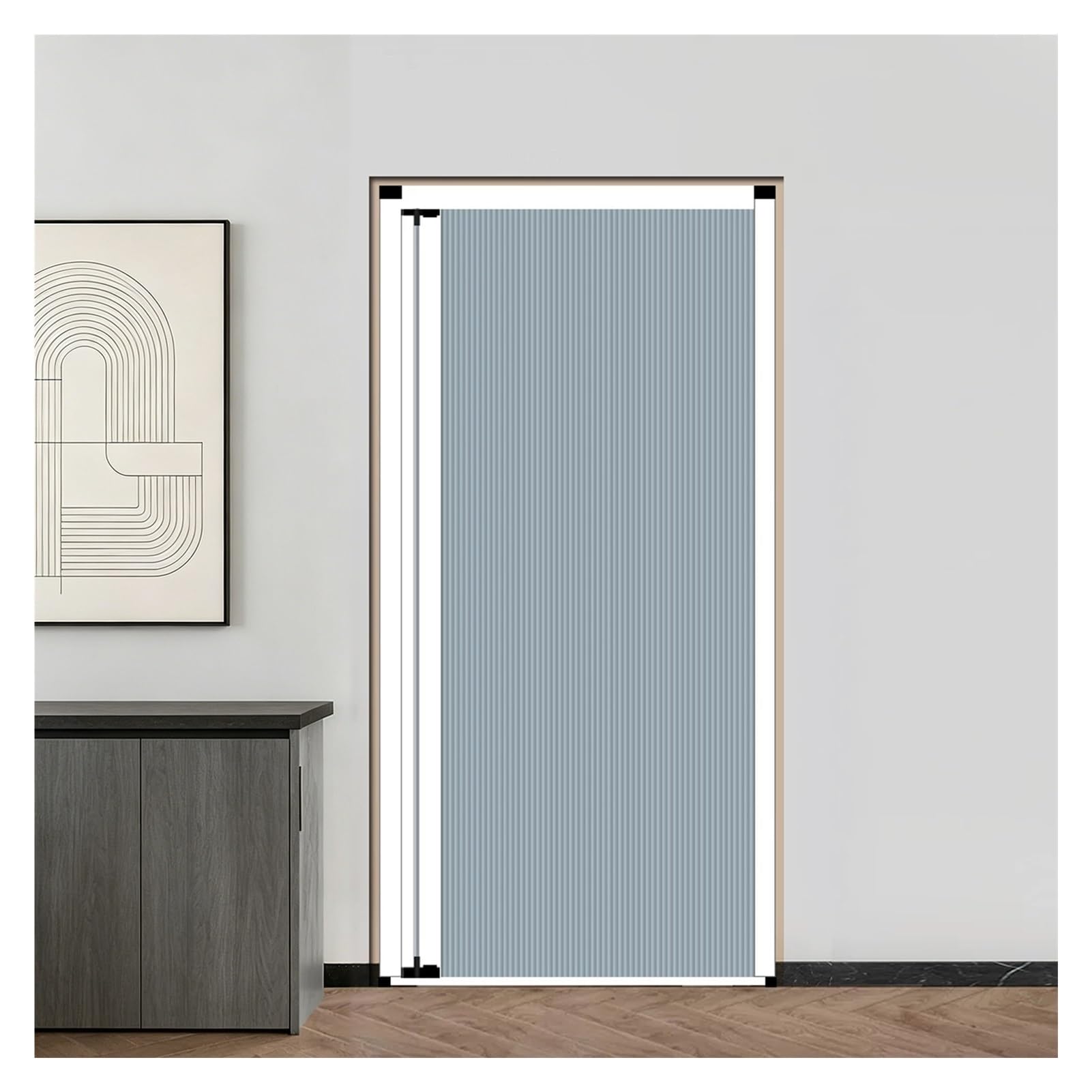 No Drilling Invisible Folding Accordion Door, Privacy Sliding Room Separator, Honeycomb Cloth Divider for Closet & Storage Room(Blue,80x210CM)