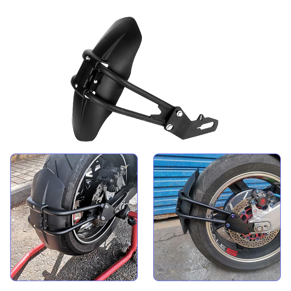 Tiiyee Garde Boue Arrière Moto, ABS et Acier Inoxydable Protection Roue Arrière Universel De Moto Universel Garde Boue avec Support pour La Modification Universelle Aile Couverture Protecteur