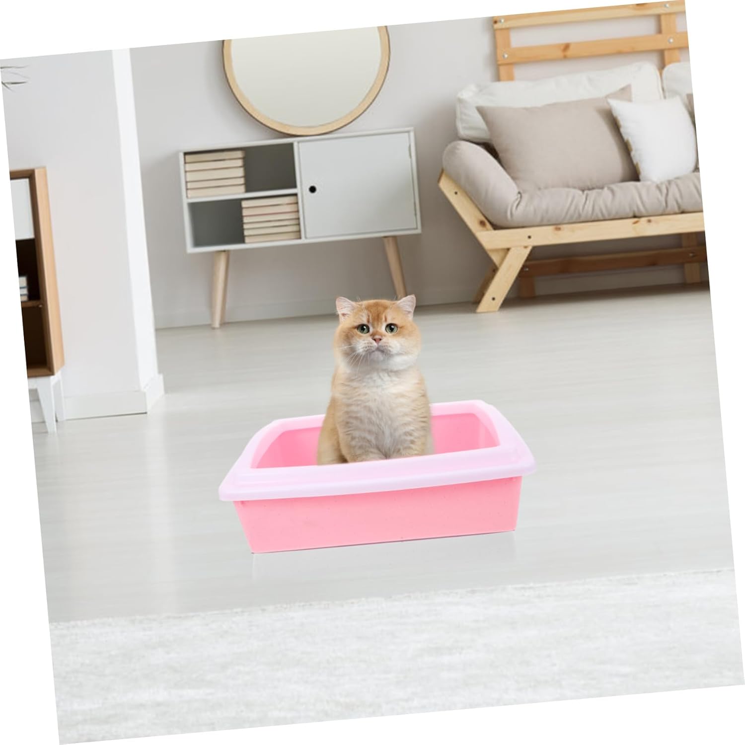 balacoo Cat Litter Box with Scoop Semi-Enclosed Design for Kittens and Adult Cats Easy Potty Tray Splash-Resistant Plastic for Indoor Use