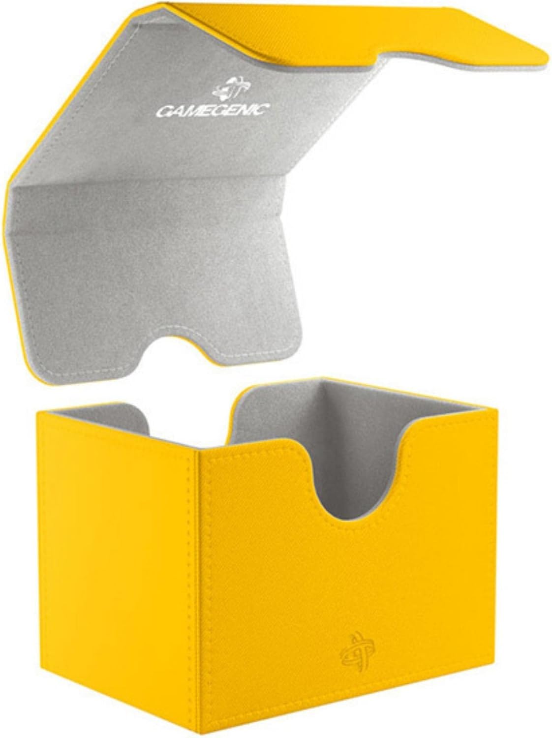 Gamegenic Sidekick 100+ Convertible Deck Box | Sideloading Card Storage Box with Removable Cover | Holds 100 Double-Sleeved Cards | Nexoyber Surface | Microfiber Inner Lining | Yellow Color | Made
