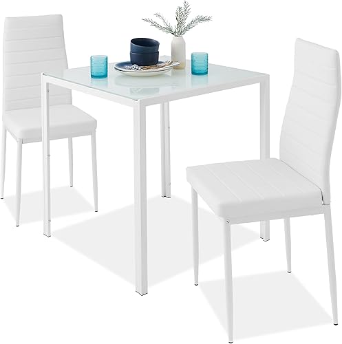 Best Choice Products Juego de comedor de 3 piezas, muebles de mesa de cocina modernos para comedor, comedor, compacto que ahorra espacio con mesa de